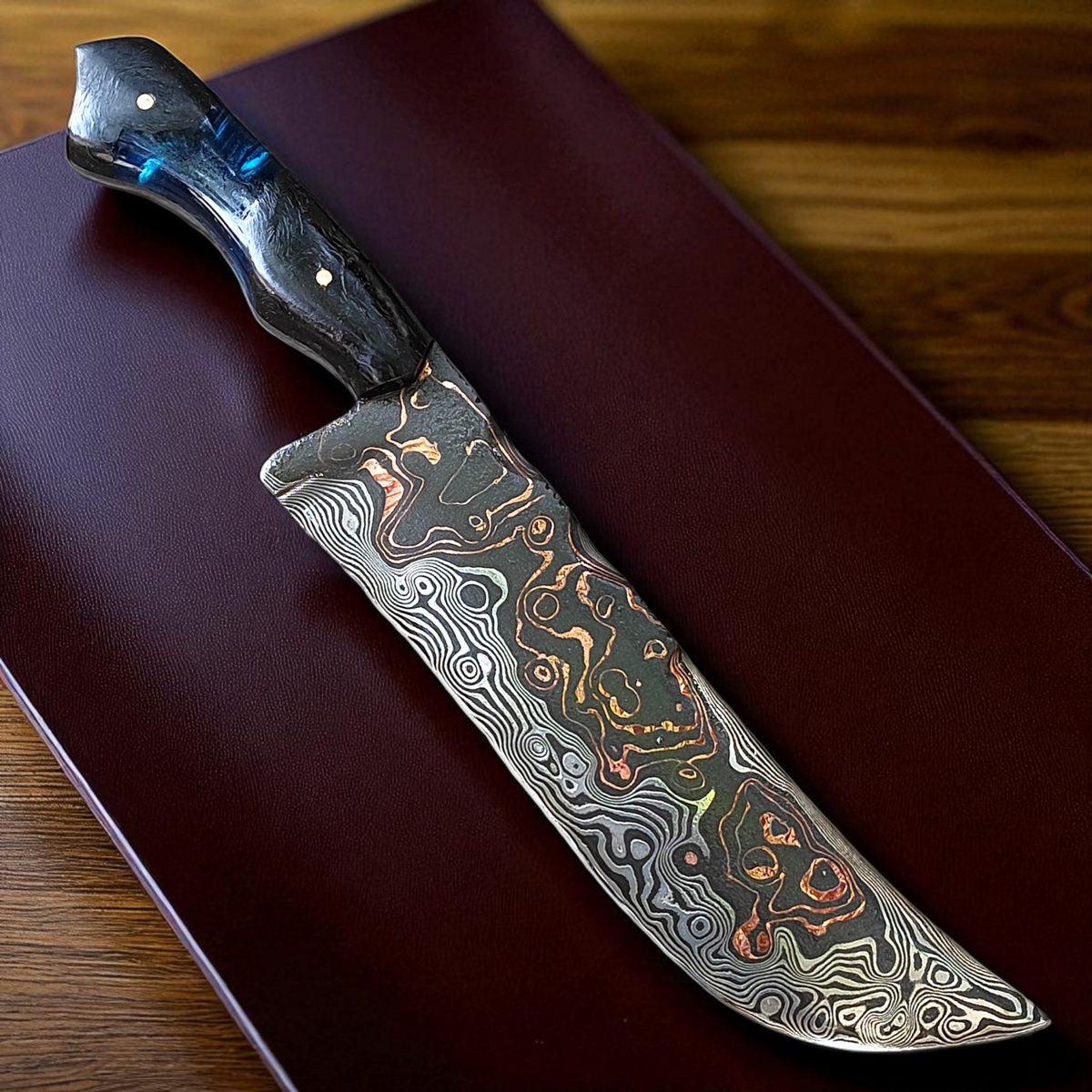 Mokume-gane com linhas em COBRE – Edição Colecionador – Padrão TIGER – 10" Lâmina