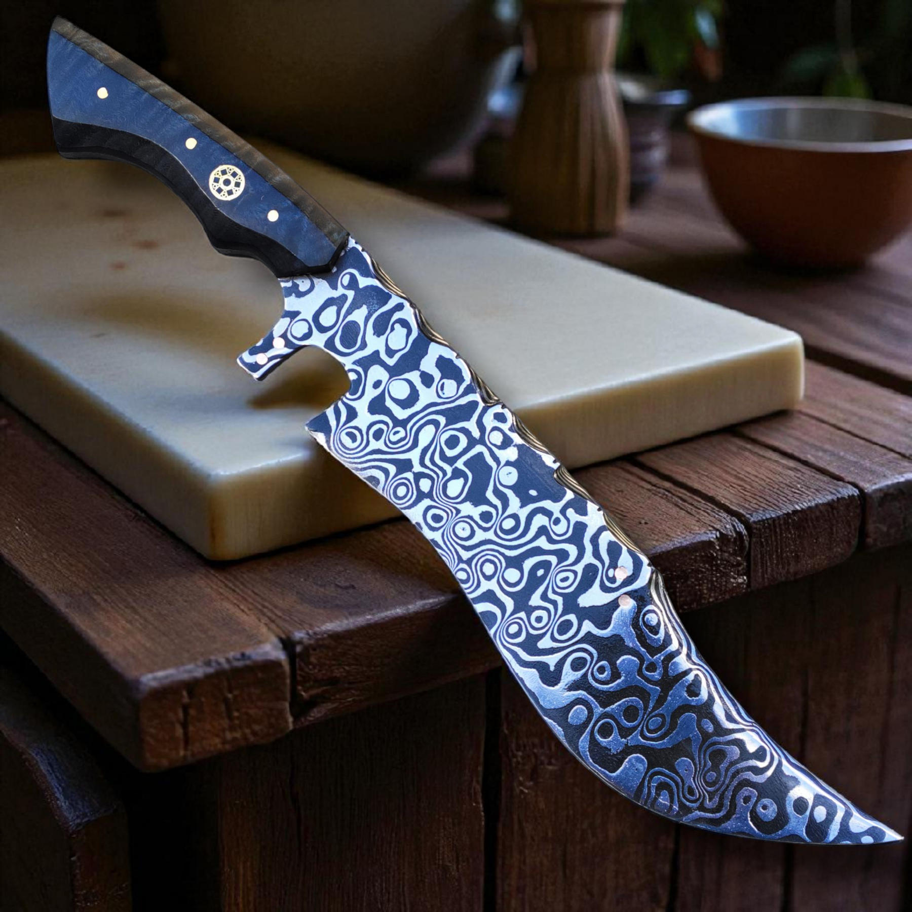 Aço Damasco – Edição Colecionador – Padrão Aleatório – 11" Lâmina