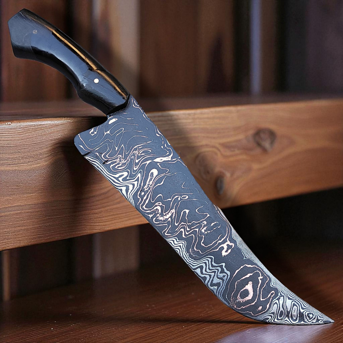 Faca Artesanal em Go-mai com linhas em COBRE – Edição Colecionador – Padrão TIGER – 10" Lâmina