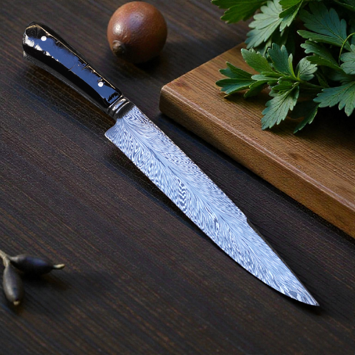 Edição Exclusiva para Colecionadores Modelo PLUME — Obra de Arte em Aço Damasco