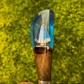 Faca "A Roça Venceu" - Cabo com Pingente Padroeira e Case de Couro + Gravação Grátis